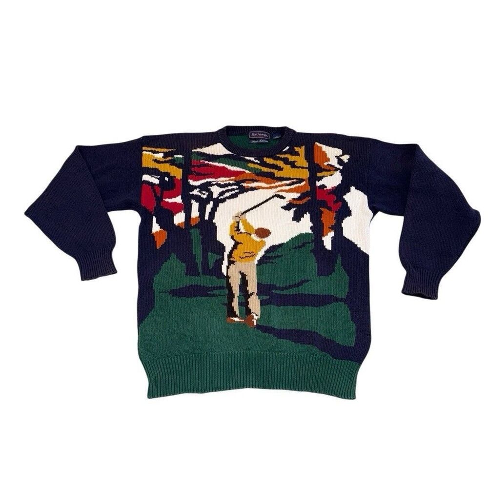 Vintage Hathaway Men’s Golf Sweater Size Medium Double Sided Knit Pullover